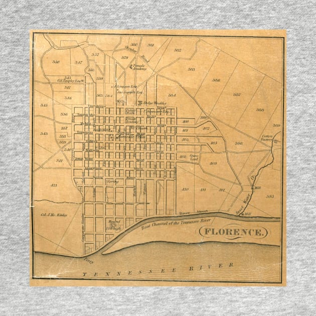 Vintage Map of Florence Alabama (1840) by Bravuramedia